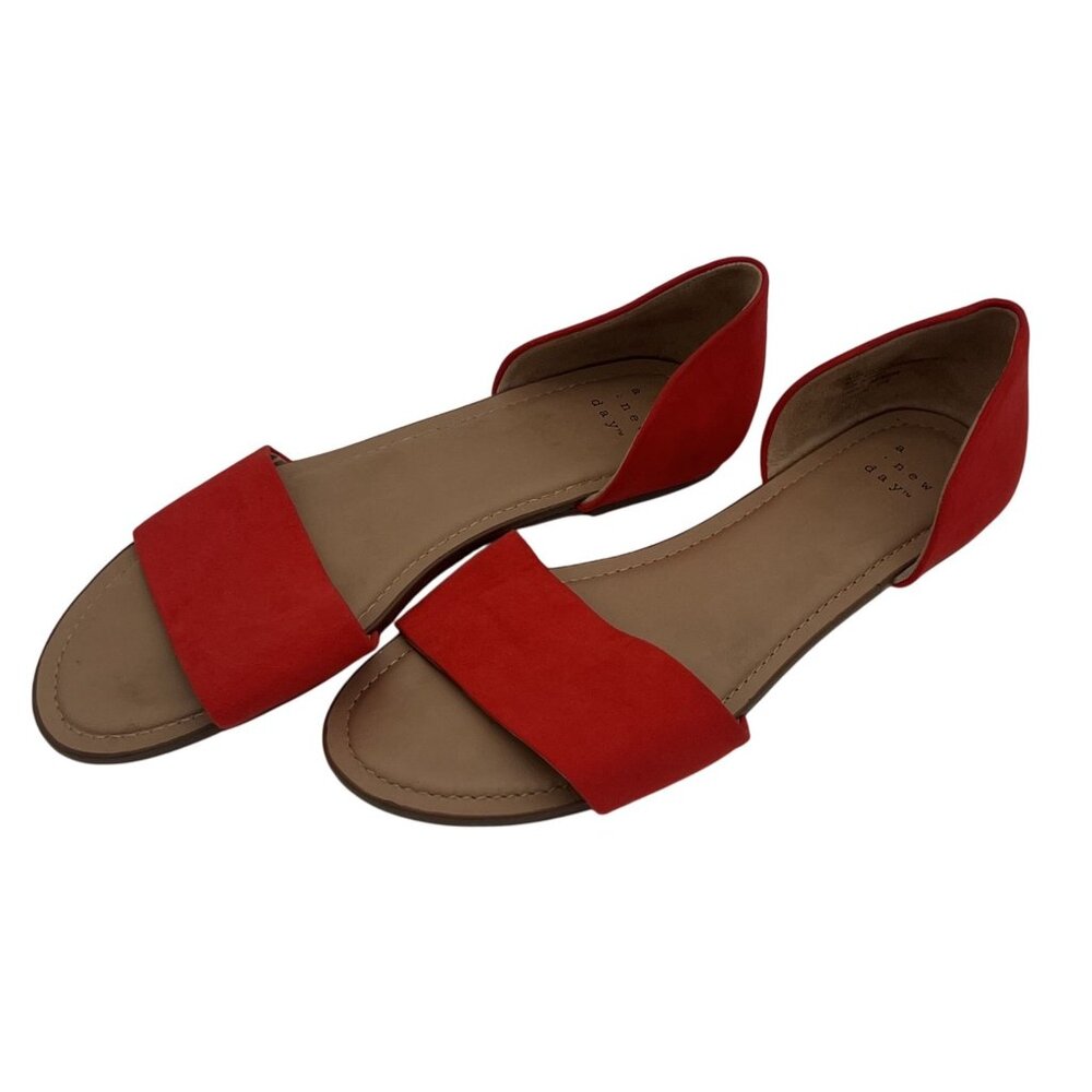Womens A New Day Red DOrsay Flat Sandals Size 7.5